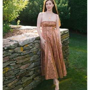 Hill House Peach and Brown Maxi Dress